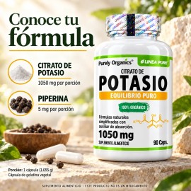 Potasio Citrato Orgánico 90 Caps - Purely Organics