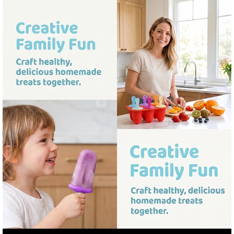 Ice Lolly Moulds, 6 Cavity Ice Lolly Moulds with Sticks