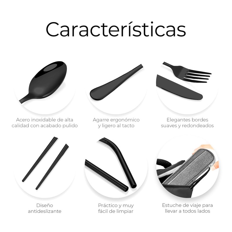 Raganet, Juego de Cubiertos de Viaje, Set de 8 Piezas