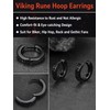 Viking Runes Earrings for Men, Norse Jewellery Stainless Steel Hoop