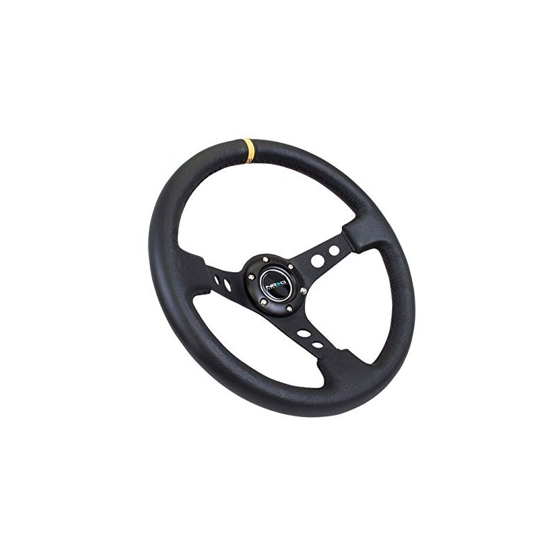 NRG REINFORCED STEERING WHEEL RST-006BK-Y + U.S. PERFORMANCE LAB STICKER
