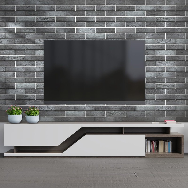 TORURAL 100 Whitewash Grey Faux Brick Wall Tiles, 3D Thin