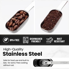 Stainless Steel Measuring Spoons Set of 8, Rectangular Metal Measuring Spoons with Leveler, Compact Spoons Design for Narrow Spice Jars, Teaspoon & Tablespoon Spoons for Dry & Liquid Ingredients