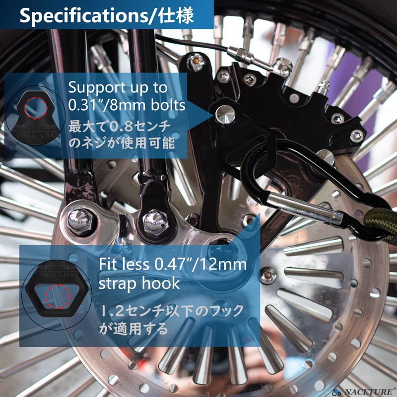 NACETURE Motorcycle Tie Down Anchor Hook Heavy Duty Stainless Steel