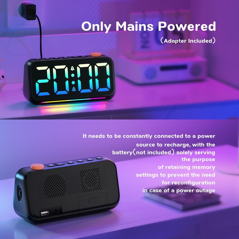 LATEC Digital Alarm Clock with 7 Modes RGB Night Light,