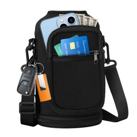 Water Bottle Sleeve with Pocket & Strap - 64 oz Insulated Water Bottles Carrier Bag with Strap, 2 Zip Pockets Neoprene Pouch, Water Jug Holder for Camping Travelling, Flask Accessory Carrying Case