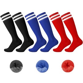 3 Pares Calcetas Futbol Niño, Calcetas De Futbol Para Niño, Cómodo y Duradero, Muy Adecuado Para Partidos De Fútbol, Entrenamientos, Baloncesto, Carreras y Otras Actividades Deportivas