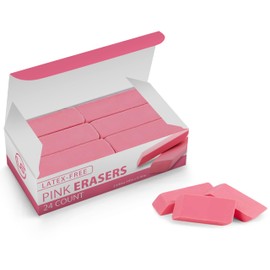 Pink Erasers, Erasers for Kids, Rubber Eraser, 24 Count, Erasers Bulk for School Supplies, Art, and Office Use