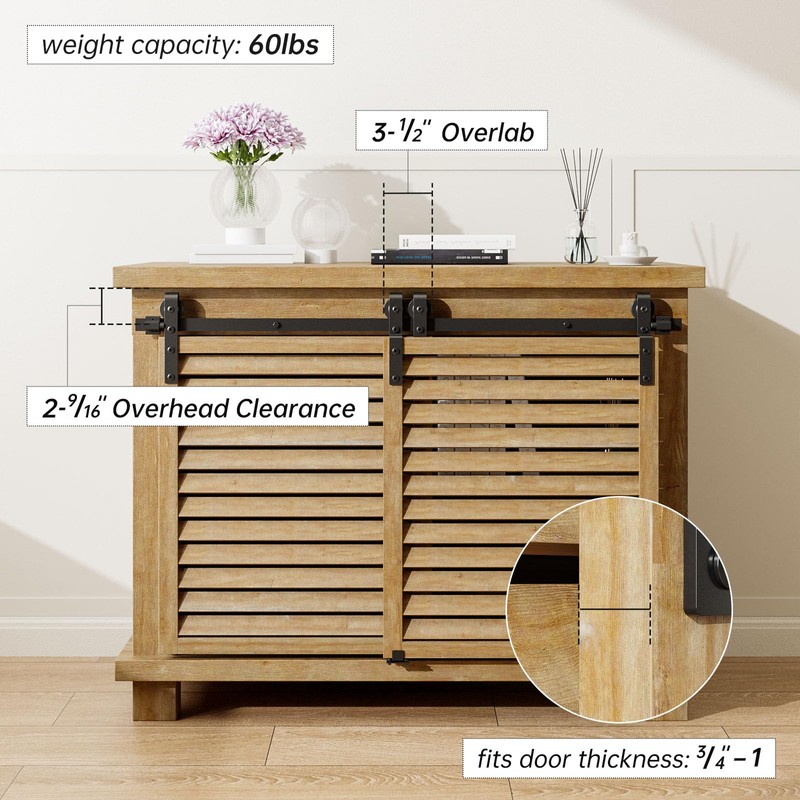 TOIMIOTOIM 8FT Bypass Mini Sliding Barn Door Hardware Kit for