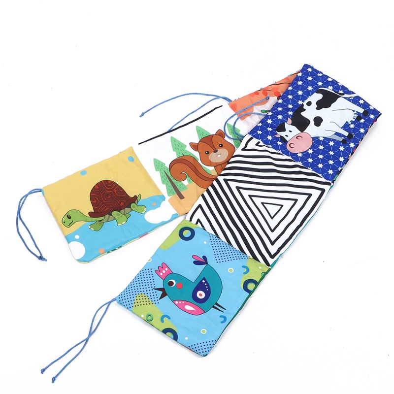 Infant Crib Cloth Book Cute Animal Learning Rattle Distorting Mirror