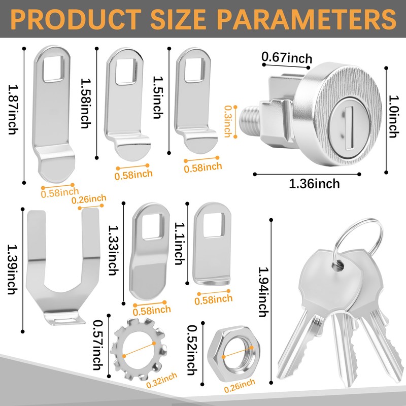 5 Pack L-1172C Mailbox Lock Replacement Includes 3 Keys Per