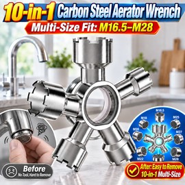 10-in-1 Faucet Aerator Wrench for Removal – Carbon Steel M16.5–M28 Multi-Size Key for Sink Tap Maintenance