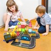 Magnetic building block puzzle road set, STEM magnetic puzzle building