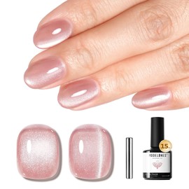 modelones Pink Cat Eye Gel Nail Polish 9D Cateye with Magnet Valentine Nail Shimmer Soak Off Reflective Translucent Gel Magnetic Nail Polish 15 ML