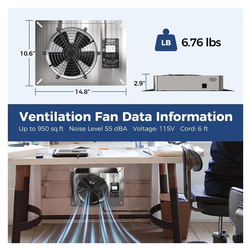 ALORAIR 570 CFM Crawl Space Ventilator Fan, IP55 Rated Basement