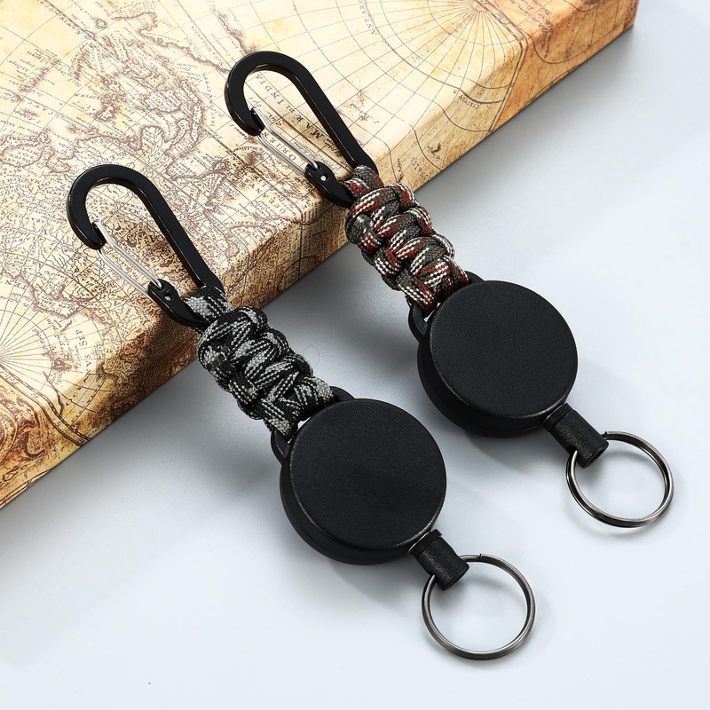 Retractable Key Fob with 60 cm Extendable Steel Cable, Extendable