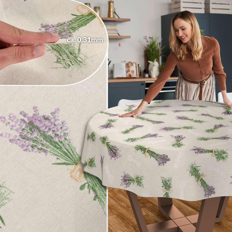 Fabric Tablecloth Washable Table Linen Tablecloth Cotton Polyester Lavender Beige