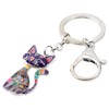 WEVENI エナメル合金 エレガント 猫 キーチェーン 子猫 ペット キーリング ジュエリー レディース