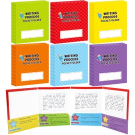 Ctosree Writing Bulk Folders with Pockets Writing Process Pocket Folders Bulk 4 Pockets Writing Folders for Students Teacher Classroom Kids Writing(30 Pcs,Plaid)