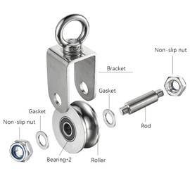 Heavy Duty Cable Pulley Wheel, Swivel Pulley Block, Stainless Steel, Bearing Inside, Loading 1800lb