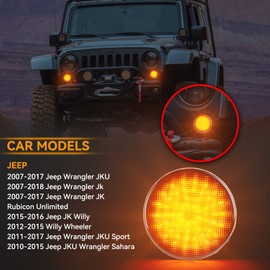 POPMOTORZ JK LED Turn Signal Light LED Indicator Blinkers Compatible with Jeep Wrangler JK 2007-2018 Amber Parking Lights (Smoked Len)