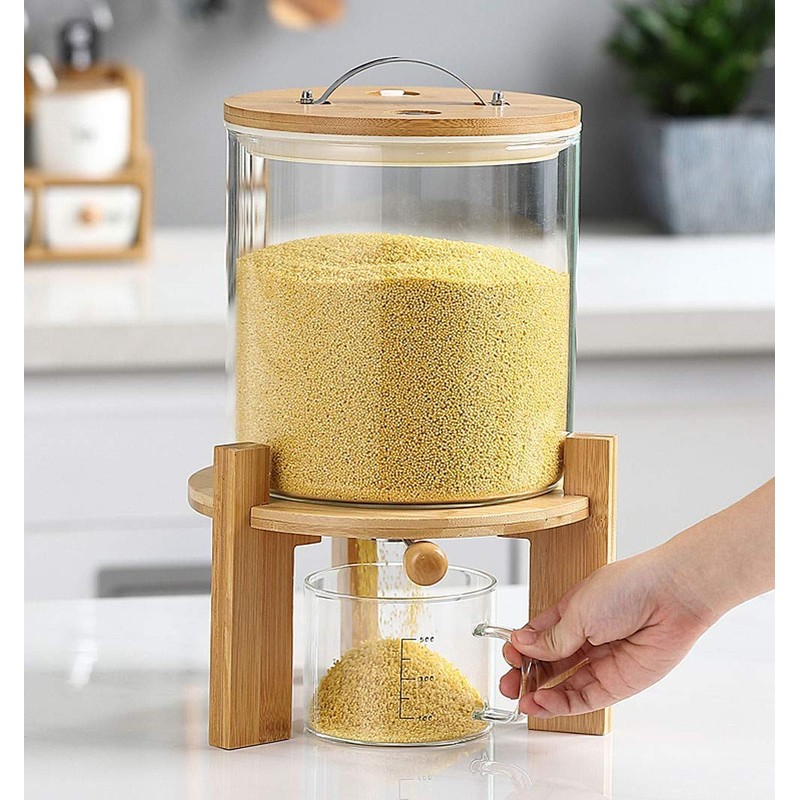 Flour and Cereal Container, 5L/8L, Rice Dispenser, Creative Glass Food