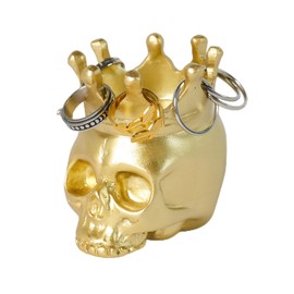 BOIHEGU Gold Skull Gothic Ring Jewelry Holder Tray Dish Organizer, Gothic Skull Enthusiasts Gifts