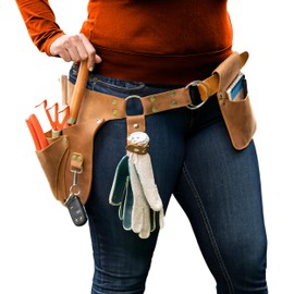 Botanica Leather Garden Tool Belt Womens with Glove Holder - Florist & Gardeners ToolBelt - Gardeners gift - Durable Garden Belt for Tools - Gardening tool belt