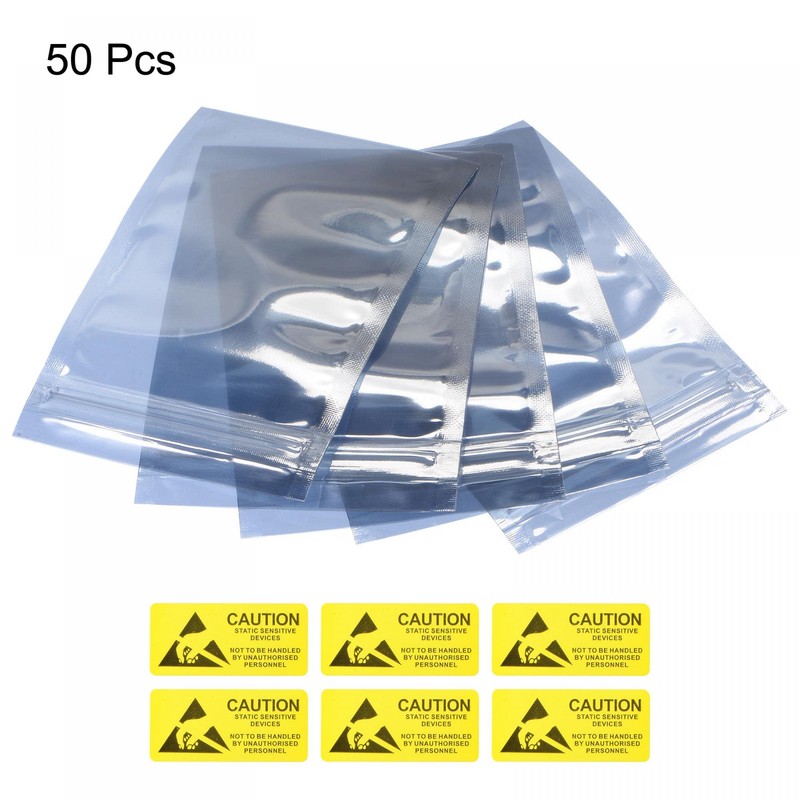 sourcing map Anti Static Bags Shielding Bag 50pcs 3x4.7inch(8x12cm) Resealable
