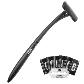LYGA Back Shaver with 30 Blades, Men's Long Handle Back Hair Removal, Removable and Adjustable Length Body Hair Shaver.