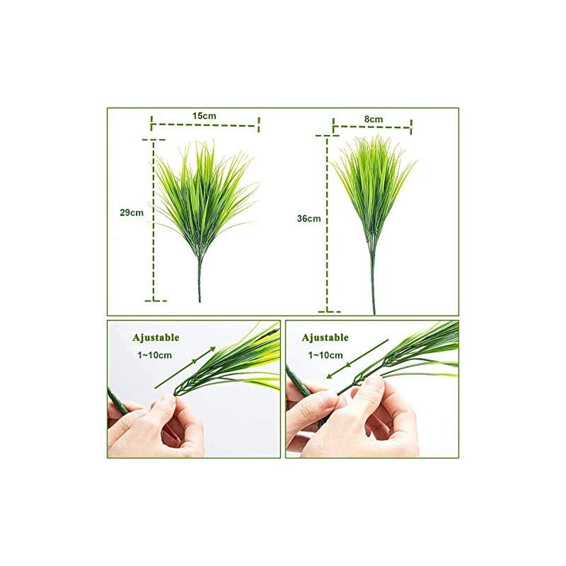 Plantas Artificiales 12 Piezas, 15,5"Artificial Hierba de Trigo Decoraciones, Resistentes