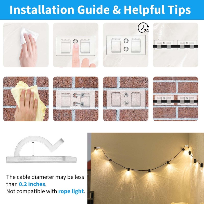 SWSEAM Hooks for Outdoor String Lights Clips: 102Pcs Heavy Duty
