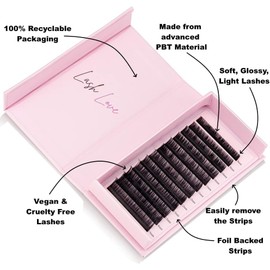 Long 17-20mm Mix Length Lash Trays Silk Eyelash Extensions longer lashes Individual Eyelash extensions Soft Lightweight Lashes Semi Permanent Eyelashes (D Curl 0.05/17-20mm)