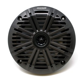 Kicker KM614 6.5" OEM Replacement Marine Speakers with Charcoal Salt Water Grills - 1 Pair, 2 Speakers