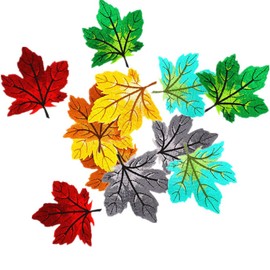 12 Pack Assorted Colorful Maple Leaves Patches Iron on Patches Embroidered Applique Motif for DIY Embellishments (Assorted)