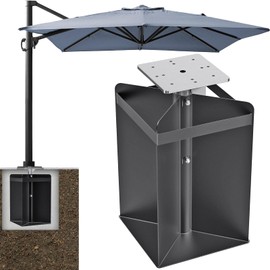 Dolibest Heavy Duty In-Ground Umbrella Base, All-Steel Ground Umbrella Stand, Universal Patio Umbrella Anchor, Space-Saver Design for Outdoor Offset Cantilever and Middle Pole Patio Umbrellas