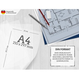 50 Sheets of Tracing Paper Printable DIN A4 Premium 102 g for Printing Yourself, Craft Lantern Paper - Tracing Paper - Tracing Paper, Place Cards and Lanterns Make Yourself from Germany
