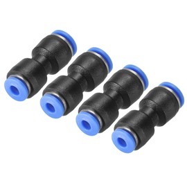 sourcing map Push to Connector Fitting, 6mm to 4mm Tube OD Quick Connect Air Line Hose Pipe Fitting Straight Pneumatic Connector, Black 4Pcs