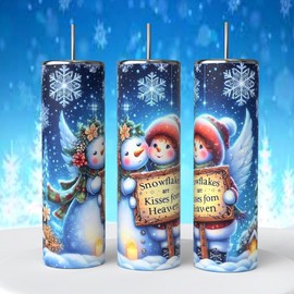 Snowmen Snowflakes are Kisses From Heaven 20 oz Tumbler insulated coffee cup