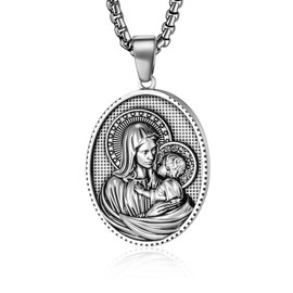 TANGILLA Virgin Mary Necklace for Men & Women Catholic Miraculous Medal Pendant Religious Jewelry with Our Lady of Grace Design 24+2″ Stainless Steel Chain Spiritual Protection Gift
