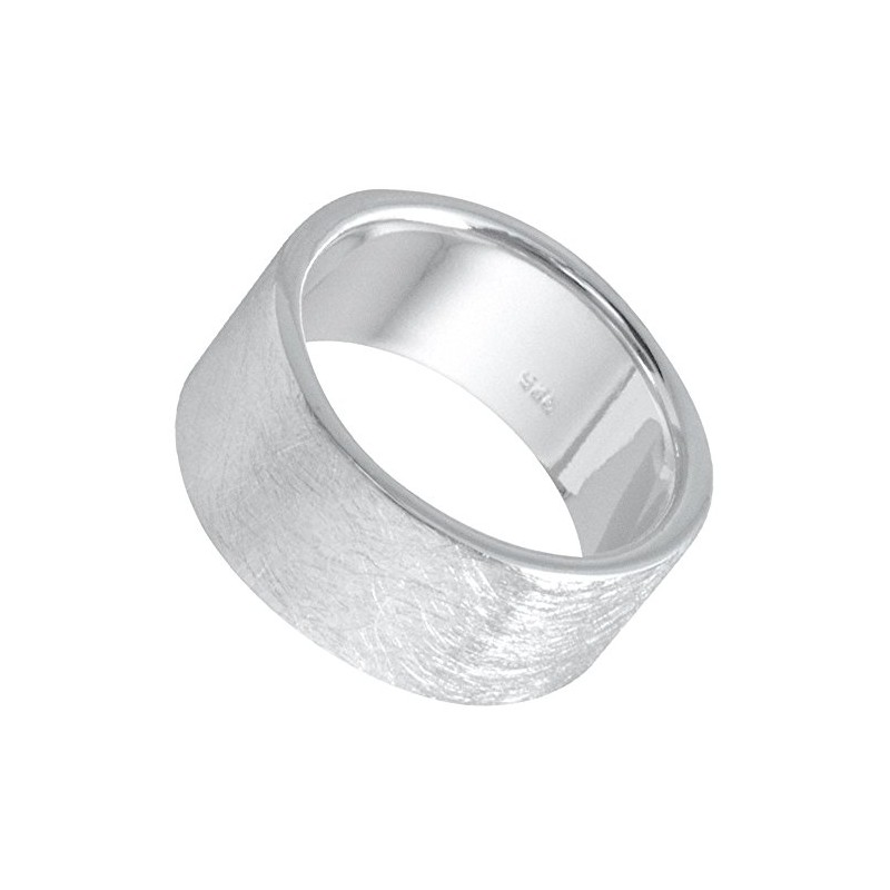 Vinani RXG Ring Wide Brushed Solid 925 Sterling Silver, Silver