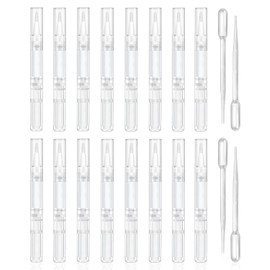 16 Unidades de Bolígrafos Vacíos de 3 Ml para Aceite de Cutículas con 4 Pipetas de Transferencia - Bolígrafos Transparentes Giratorios para Aceite de Uñas con Punta de Pincel para Aceite de Uña