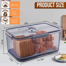 Gifhomfix Bread Box Bread Boxes for Kitchen Counter Airtight, Time Recording Bread Storage Container with Lid, Bread Keeper for Homemade Bread, Toast, Bagel, Donut and Cookies, LARGE Grey