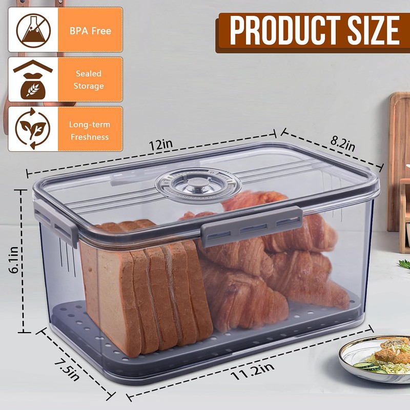 Gifhomfix Bread Box Bread Boxes for Kitchen Counter Airtight, Time