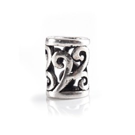Battle-Merchant Celtic Hair and Beard Bead in Silver Spiral Pattern Viking Inner Diameter 2 mm