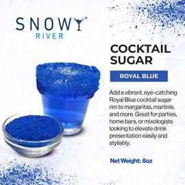 Snowy River Royal Blue, Cocktail & Margarita Sugar Rimmer - Vibrant Color Glass Rimming Sugar with Medium Crystal Texture - 8oz
