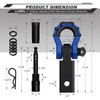 AUTMATCH Shackle Hitch Receiver 2" with 3/4" Mega D Ring