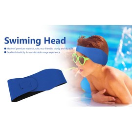 VGEBY Swimming Headband, Elastic Adjustable Swimming Ear Band Waterproof Ear Plugs Guard for Children and Adult (L-Blue) Ear Protector Swimming Swimming Headband for Kids