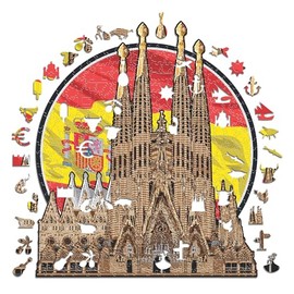 Iconic Puzzles, Sagrada Família, 100% eco-sustainable wooden puzzle, size M, 250 pieces