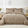 Andency Taupe Queen Comforter Set(90x90Inch), 3 Pieces(1 Ruffle Comforter and
